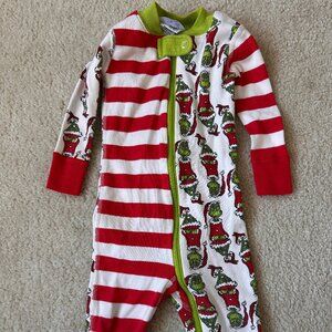 Hanna Andersson Zip sleeper Grinch pajamas 70cm size 6-12m